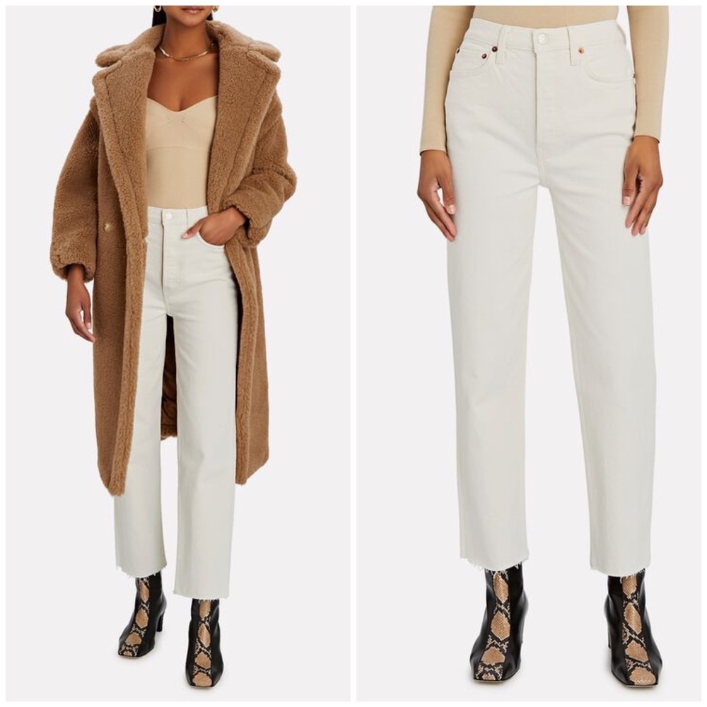 NEW Re/Done 70s Stove Pipe High Rise Jeans in Vintage White